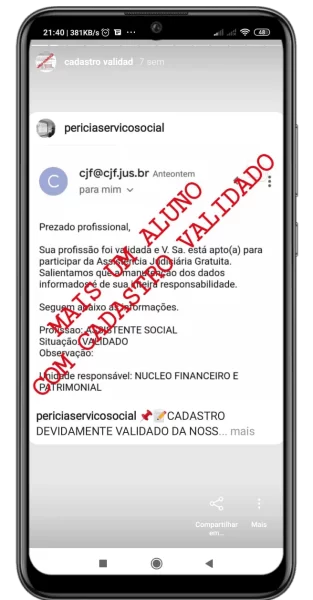 Cadastro de Perito social Validado