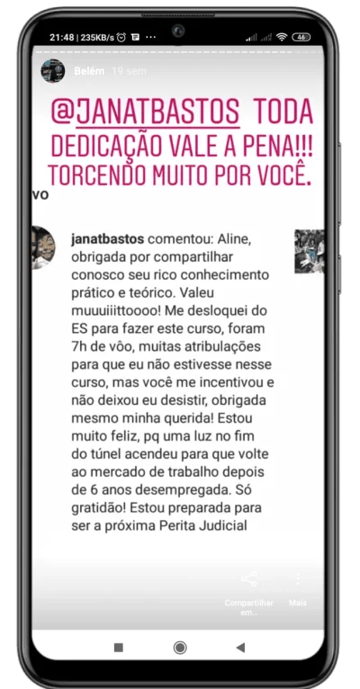 Elogio ao Curso de Perito Social